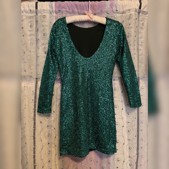H&M Green/Turquoise Sequin Dress Size 4/6 - Picture 3 of 4